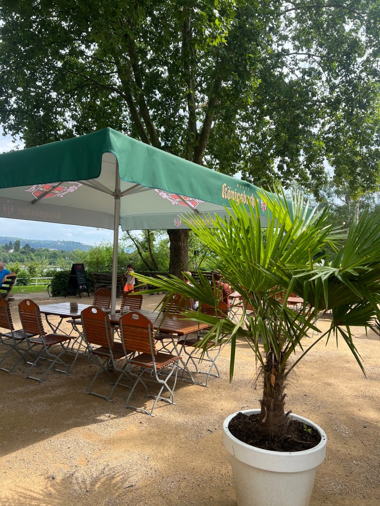 Kinder spielen im familienfreundlichen Biergarten in Koblenz am Rhein